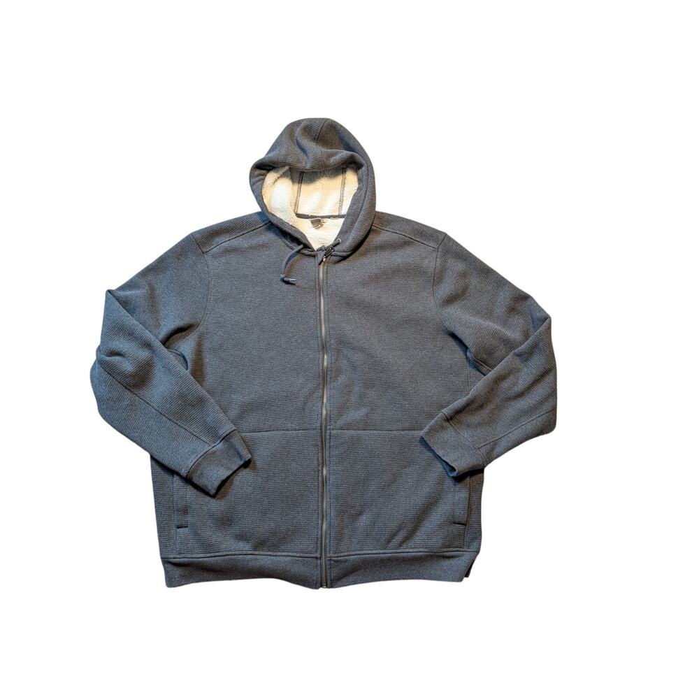 Duluth Trading Men's Gray Full Zip Sherpa Waffle Knit Hoodie Sweatshirt Size 2XL